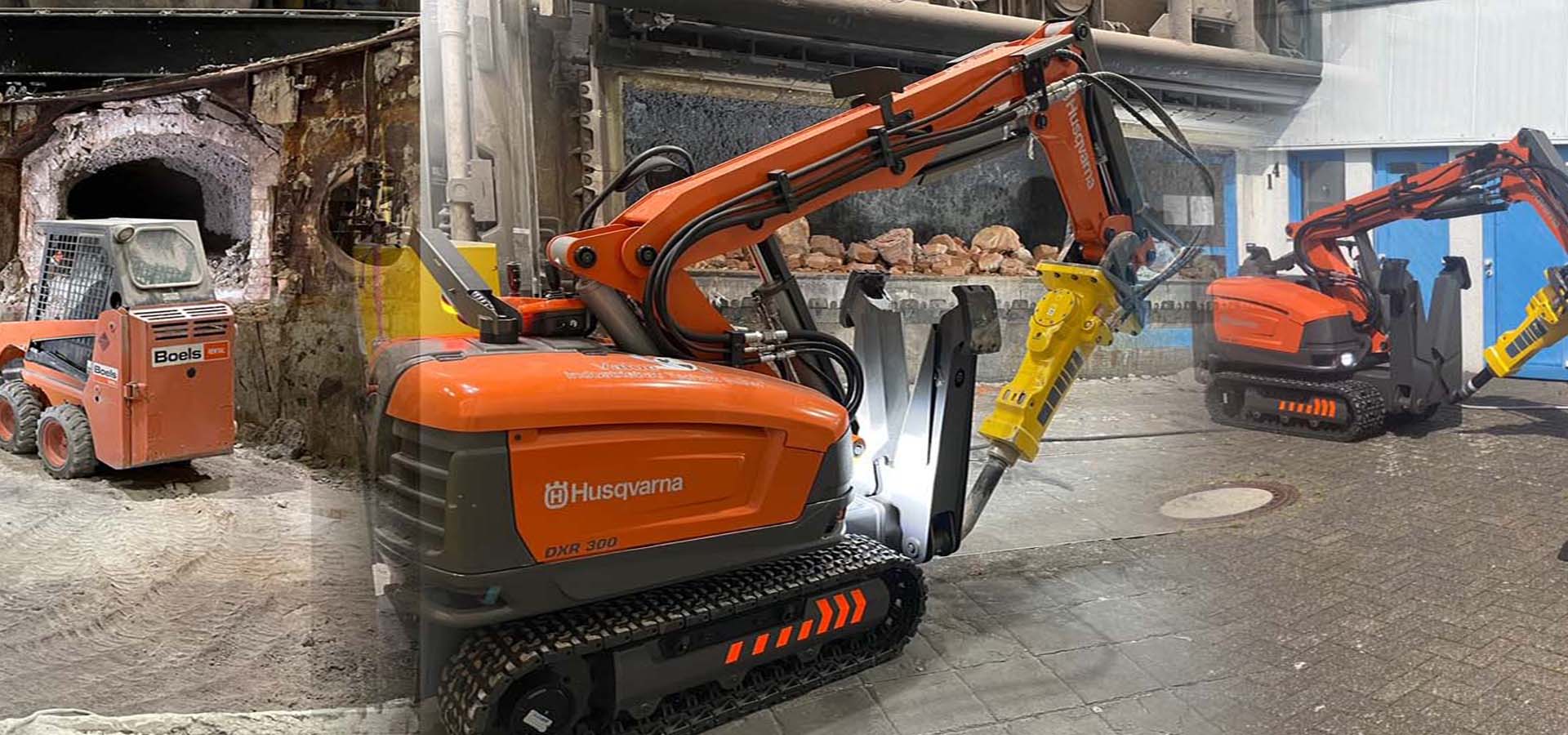 Ferngesteuerter Abbruchroboter im Einsatz